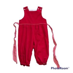 Bailey Boys red corduroy romper good pre owned condition. Size 18 months